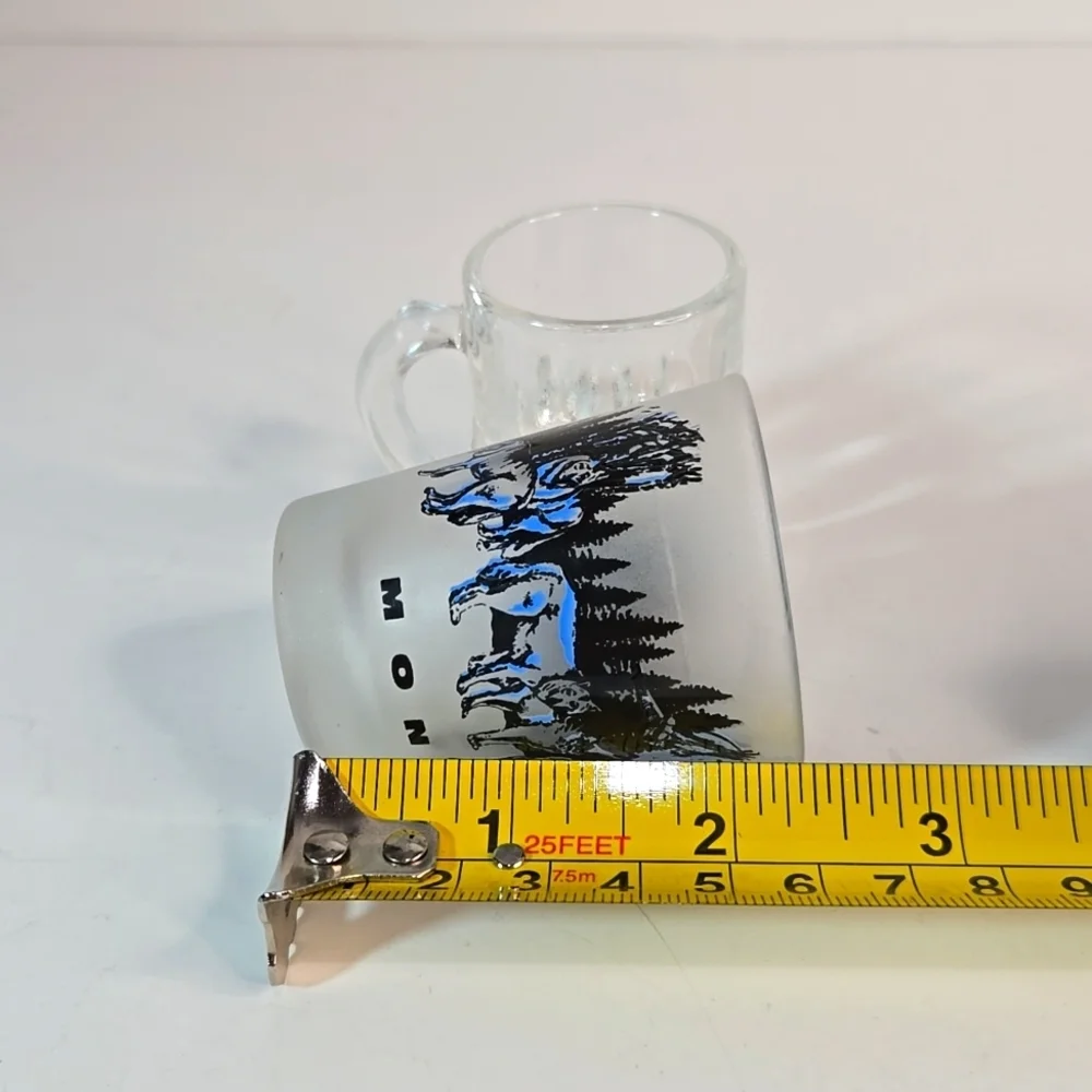 Set of 2 Vintage Shot Glasses Montana Wolf Design & Federal Mini Beer Mug - Picture 14 of 15